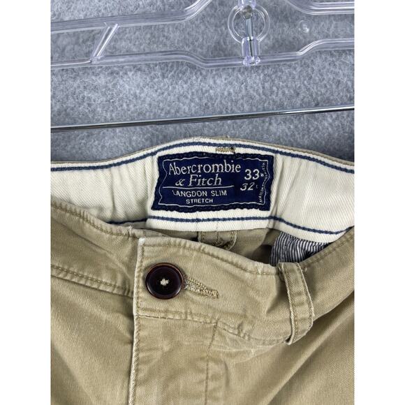 Abercrombie & Fitch Langdon Pants Mens 33x32 (31x28) Brown Slim Stretch Workwear - Picture 5 of 12